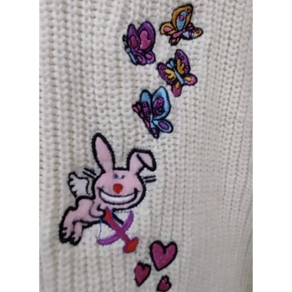 Jim Benton Broken Promises It's Happy Bunny “Let’s Focus On Me” Crop Cardigan L - Picture 3 of 13